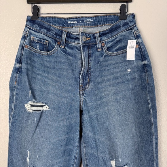 NWT Old Navy Curvy high waisted OG Loose jeans distressed 6 - Picture 3 of 11